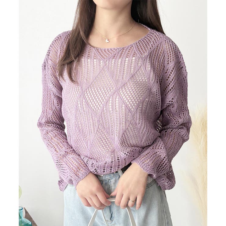 透かし編みニットトップス レディース 長袖 | Amulet | 詳細画像28 