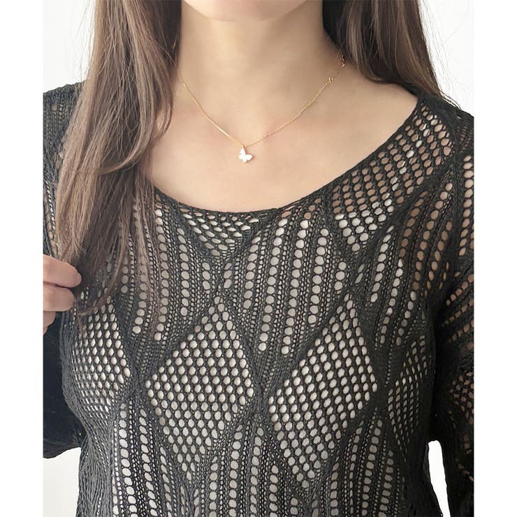 透かし編みニットトップス レディース 長袖 | Amulet | 詳細画像33 