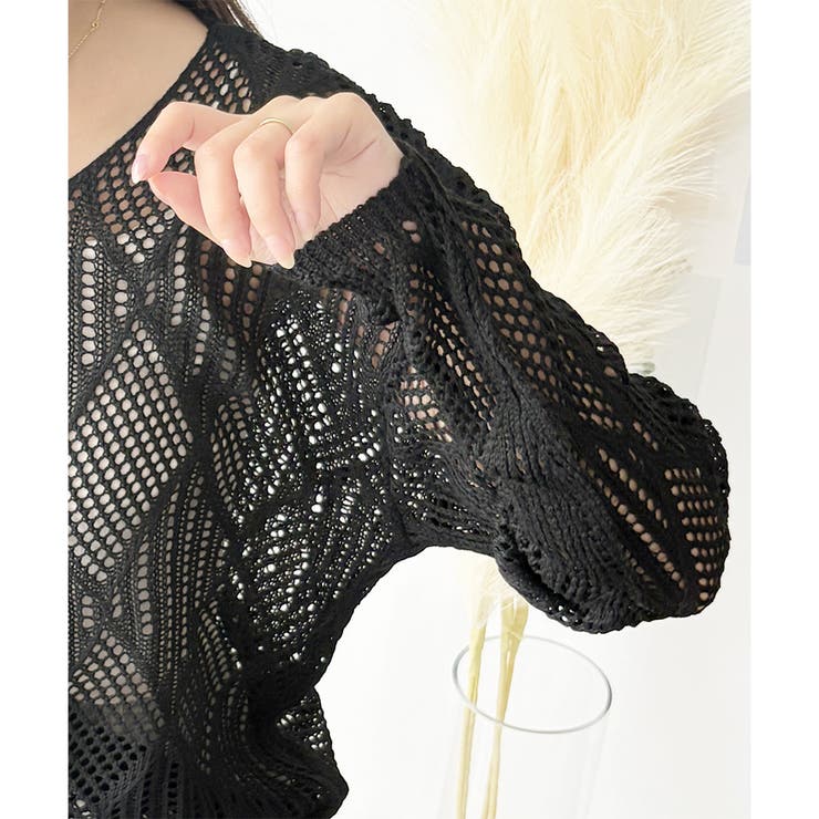 透かし編みニットトップス レディース 長袖 | Amulet | 詳細画像34 