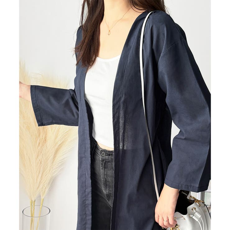 リネン風ノーカラーシャツアウター レディース 羽織り | Amulet | 詳細画像11 