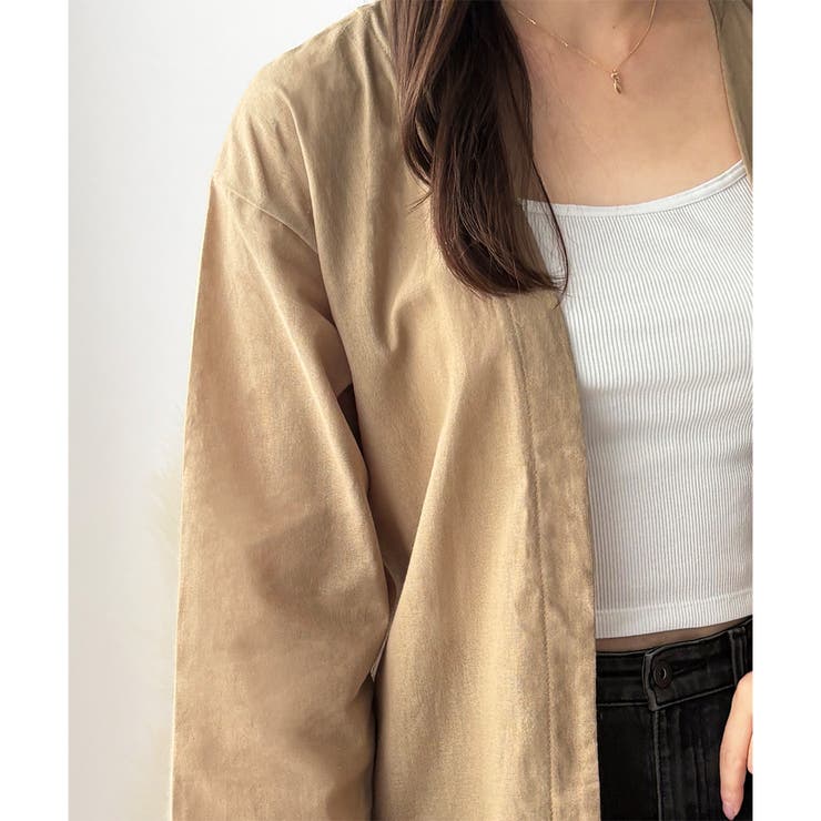 リネン風ノーカラーシャツアウター レディース 羽織り | Amulet | 詳細画像21 
