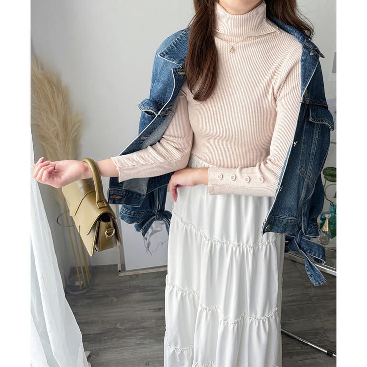 袖ボタンリブタートルニット レディース 長袖 | Amulet | 詳細画像17 