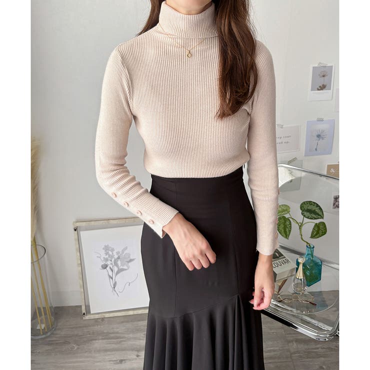 袖ボタンリブタートルニット レディース 長袖 | Amulet | 詳細画像18 