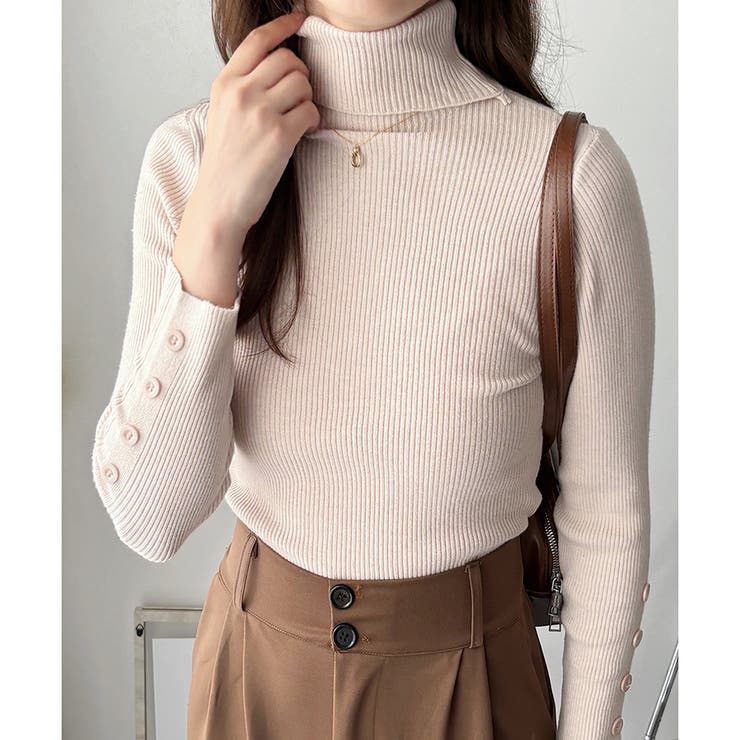 袖ボタンリブタートルニット レディース 長袖 | Amulet | 詳細画像19 