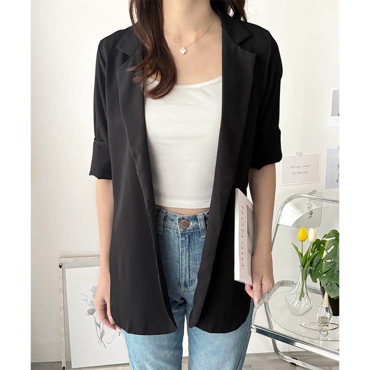 エアリーテーラードジャケット 薄手 レディース | Amulet | 詳細画像11 