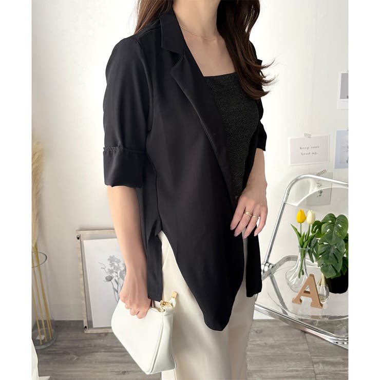 エアリーテーラードジャケット 薄手 レディース | Amulet | 詳細画像13 