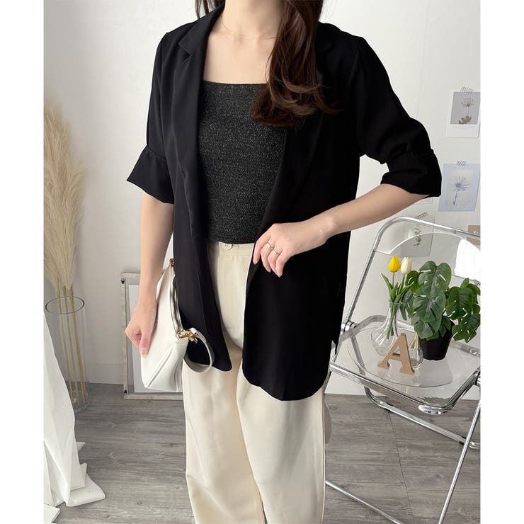 エアリーテーラードジャケット 薄手 レディース | Amulet | 詳細画像14 