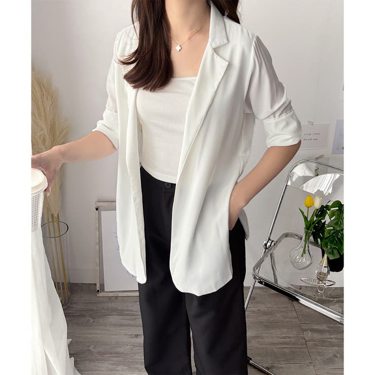 エアリーテーラードジャケット 薄手 レディース | Amulet | 詳細画像20 