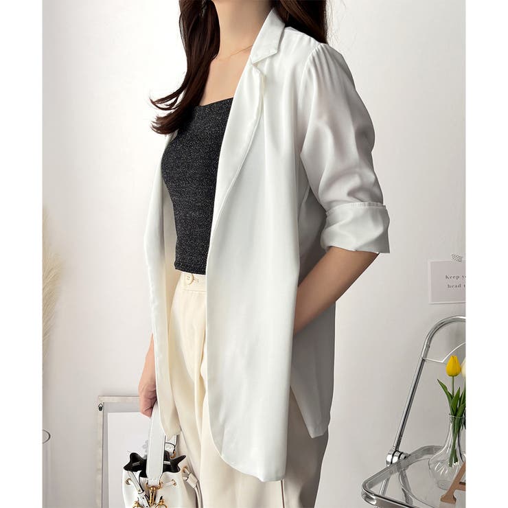 エアリーテーラードジャケット 薄手 レディース | Amulet | 詳細画像24 