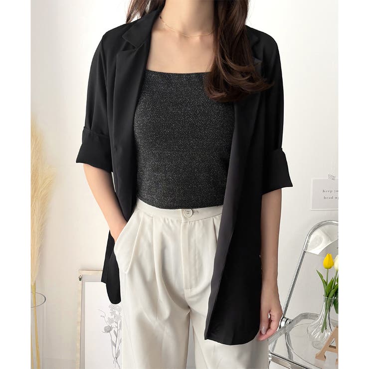 エアリーテーラードジャケット 薄手 レディース | Amulet | 詳細画像6 