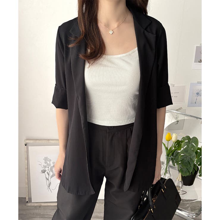 エアリーテーラードジャケット 薄手 レディース | Amulet | 詳細画像8 