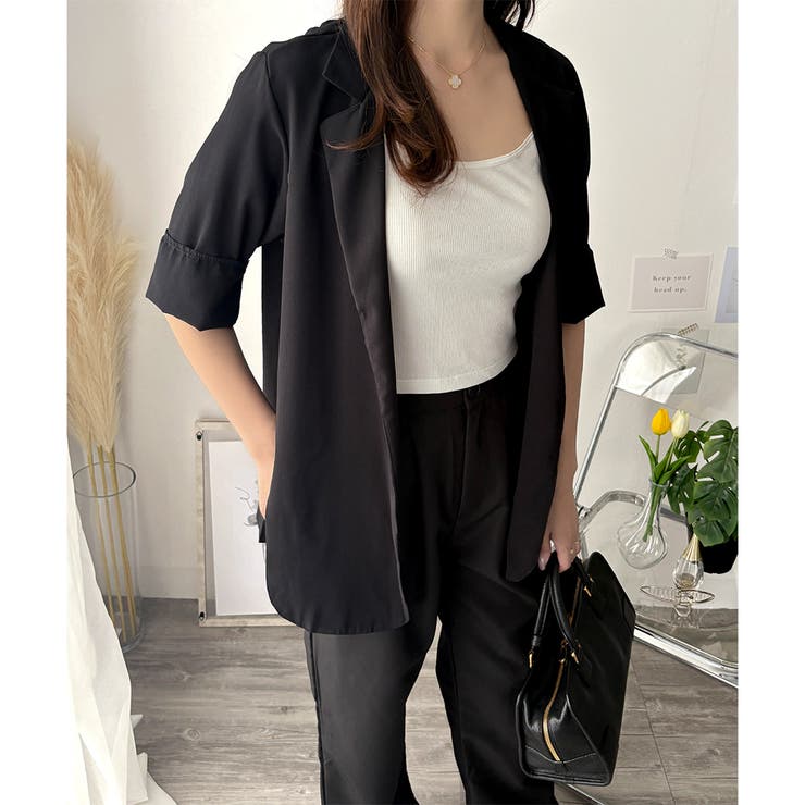 エアリーテーラードジャケット 薄手 レディース | Amulet | 詳細画像9 