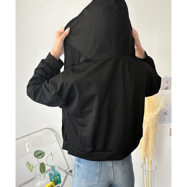 ショート丈ジップパーカー レディース 無地 | Amulet | 詳細画像12 