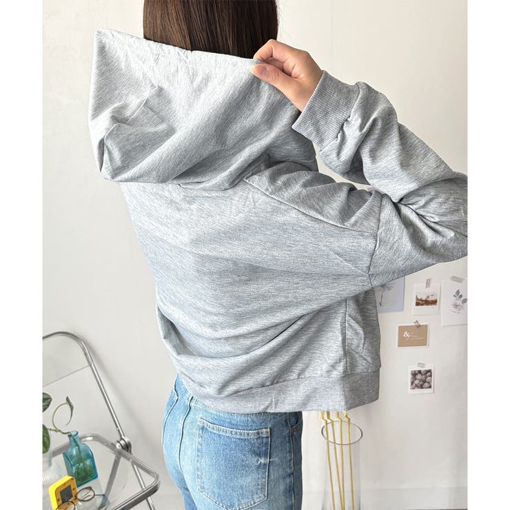 ショート丈ジップパーカー レディース 無地 | Amulet | 詳細画像19 