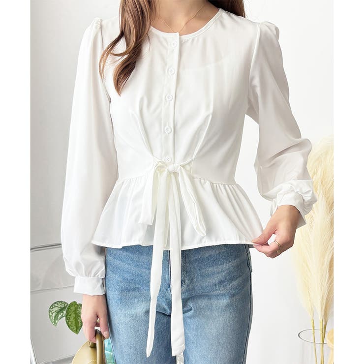 2WAYリボンブラウス レディース 長袖 | Amulet | 詳細画像6 