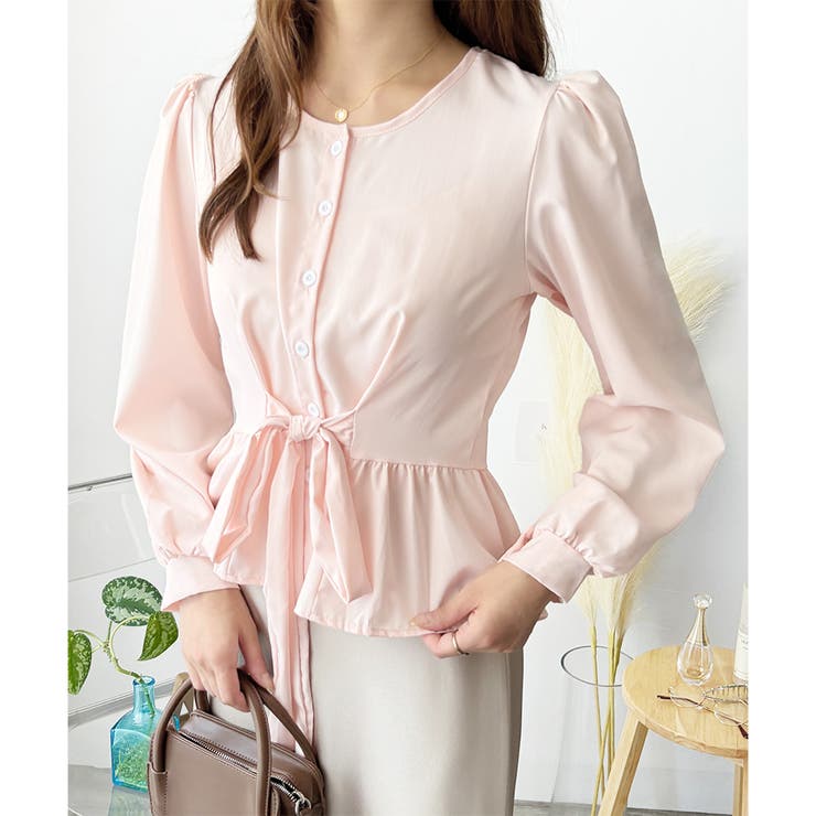 ピンク | 2WAYリボンブラウス レディース 長袖 | Amulet