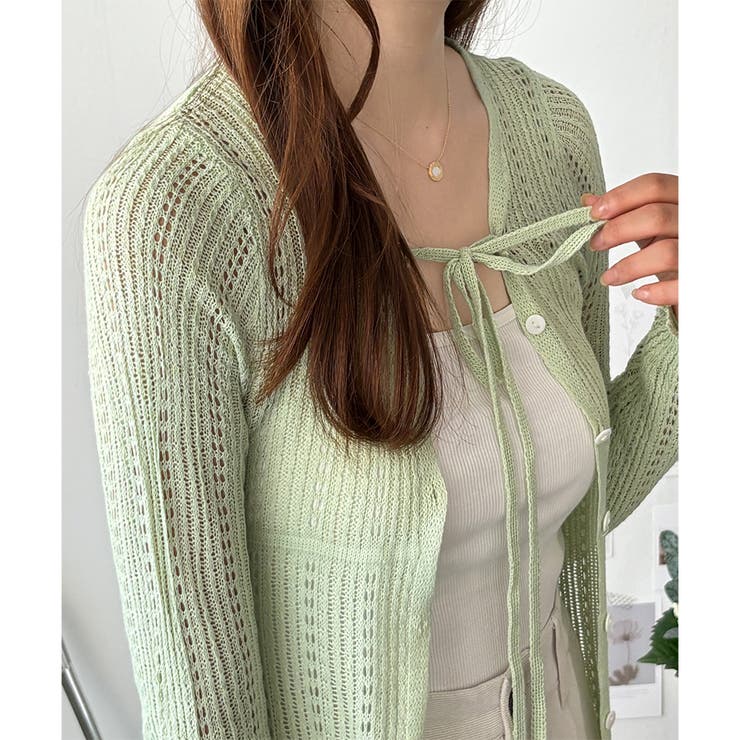 透かし編みロングカーディガン レディース 羽織り | Amulet | 詳細画像21 