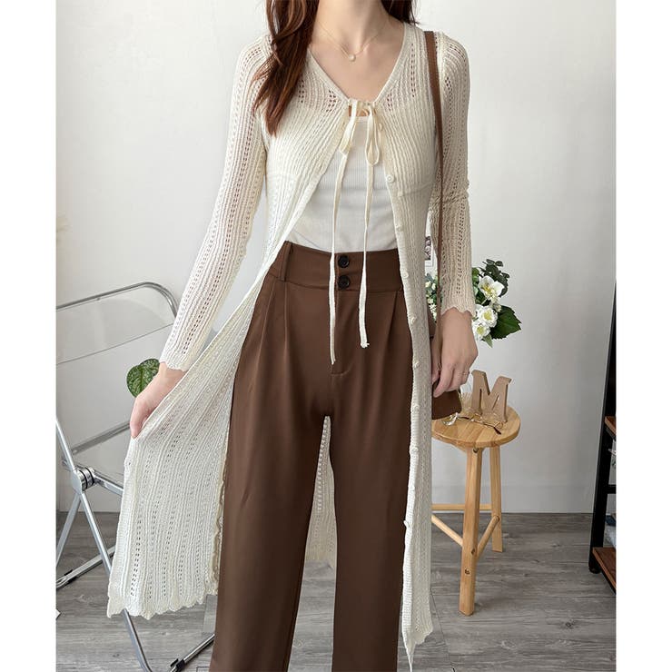 透かし編みロングカーディガン レディース 羽織り | Amulet | 詳細画像4 