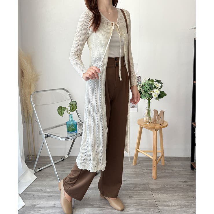 透かし編みロングカーディガン レディース 羽織り | Amulet | 詳細画像9 