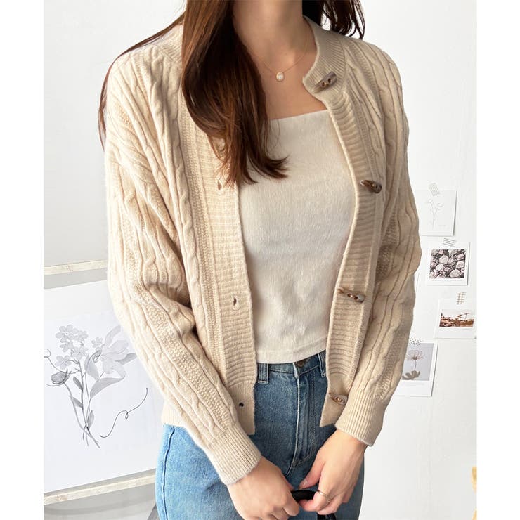 ケーブル風トグルボタンカーディガン レディース 長袖 | Amulet | 詳細画像12 