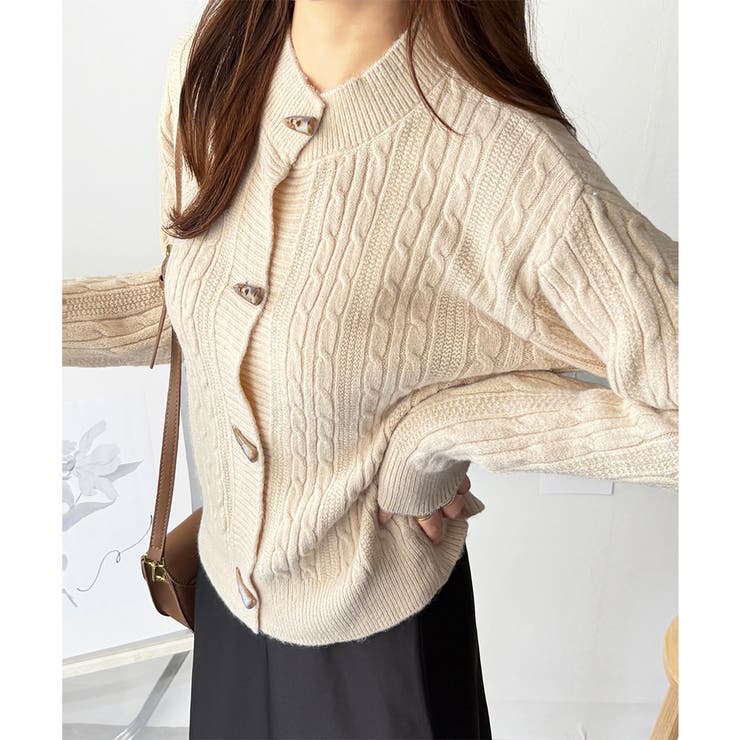 ケーブル風トグルボタンカーディガン レディース 長袖 | Amulet | 詳細画像13 