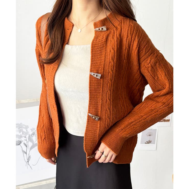 ケーブル風トグルボタンカーディガン レディース 長袖 | Amulet | 詳細画像2 