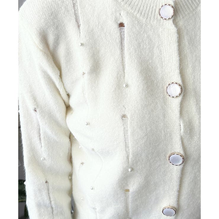 フェイクパール付きニットカーディガン レディース 長袖 | Amulet | 詳細画像22 