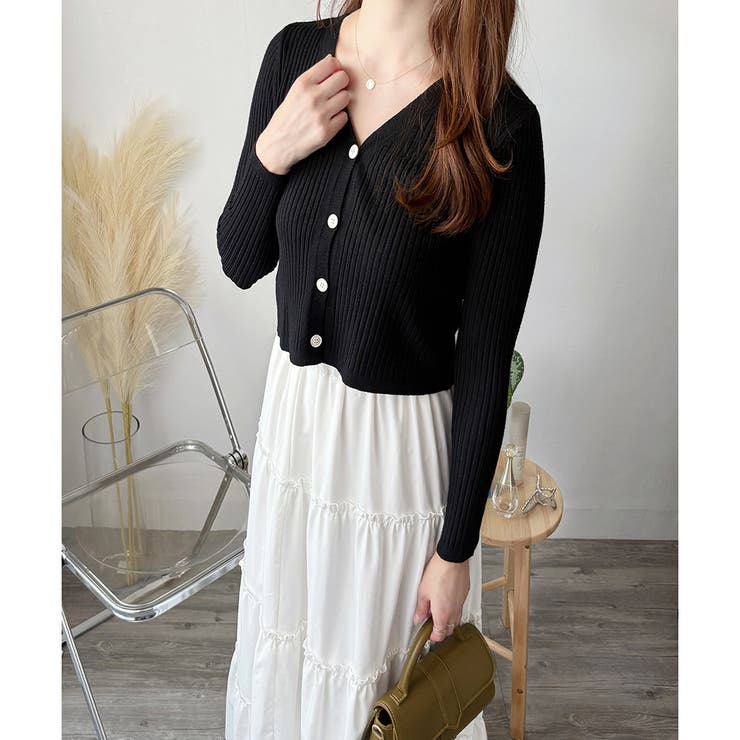 リブVネックニットカーディガン 長袖 薄手 | Amulet | 詳細画像14 