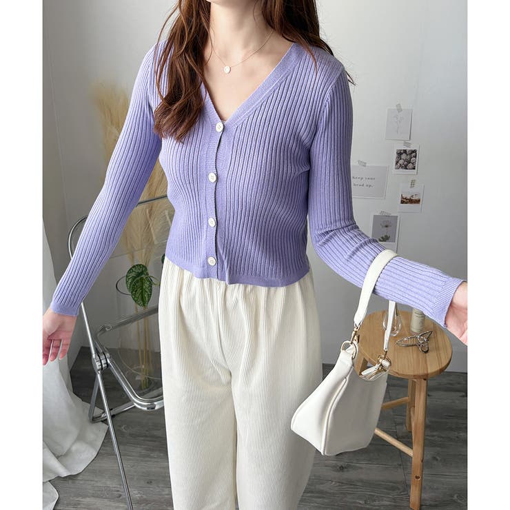 リブVネックニットカーディガン 長袖 薄手 | Amulet | 詳細画像22 