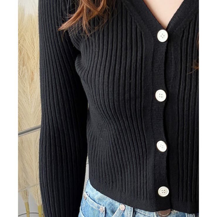 リブVネックニットカーディガン 長袖 薄手 | Amulet | 詳細画像23 