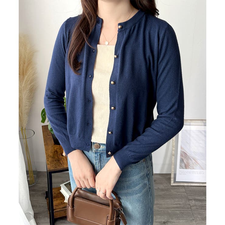 クルーネックニットカーディガン 長袖 レディース | Amulet | 詳細画像16 