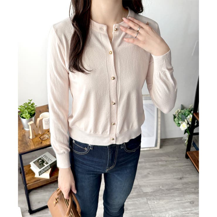 クルーネックニットカーディガン 長袖 レディース | Amulet | 詳細画像3 