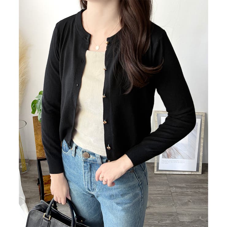 クルーネックニットカーディガン 長袖 レディース | Amulet | 詳細画像4 