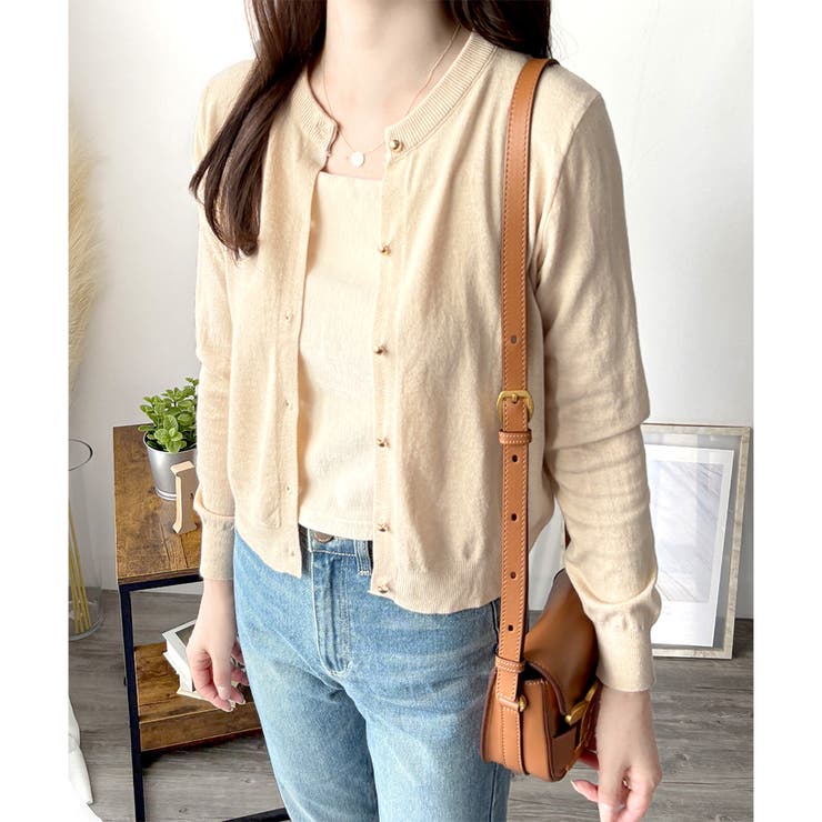 クルーネックニットカーディガン 長袖 レディース | Amulet | 詳細画像6 