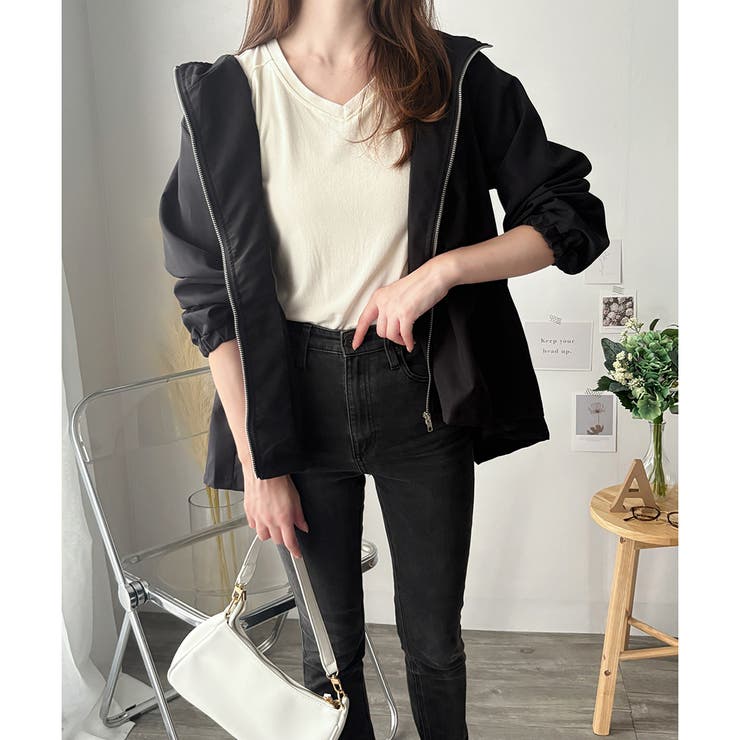 ギャザー切り替えフードブルゾン レディース アウター | Amulet | 詳細画像13 