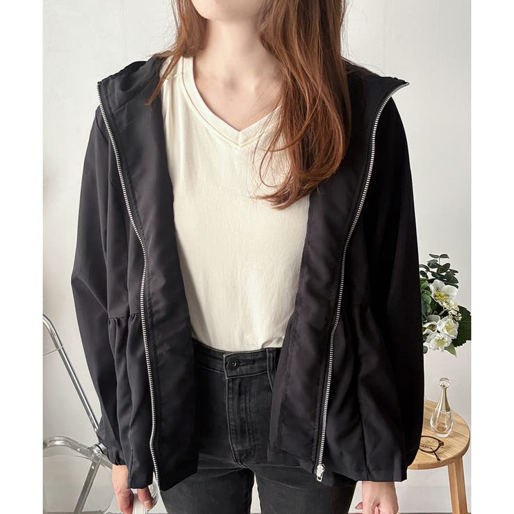 ギャザー切り替えフードブルゾン レディース アウター | Amulet | 詳細画像16 