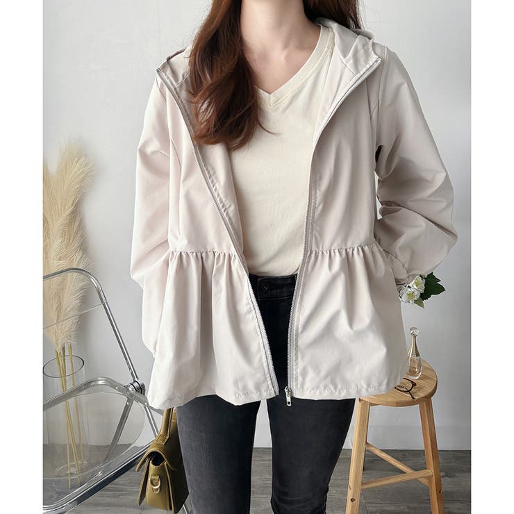 ギャザー切り替えフードブルゾン レディース アウター | Amulet | 詳細画像19 