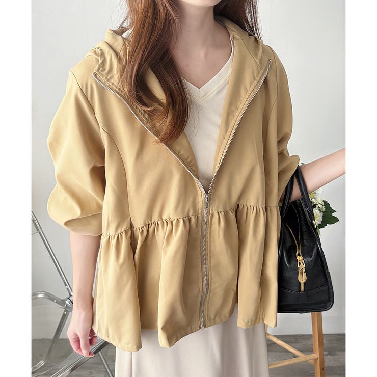 ギャザー切り替えフードブルゾン レディース アウター | Amulet | 詳細画像24 