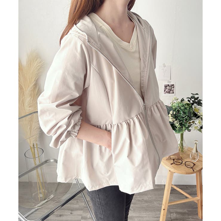 ギャザー切り替えフードブルゾン レディース アウター | Amulet | 詳細画像7 