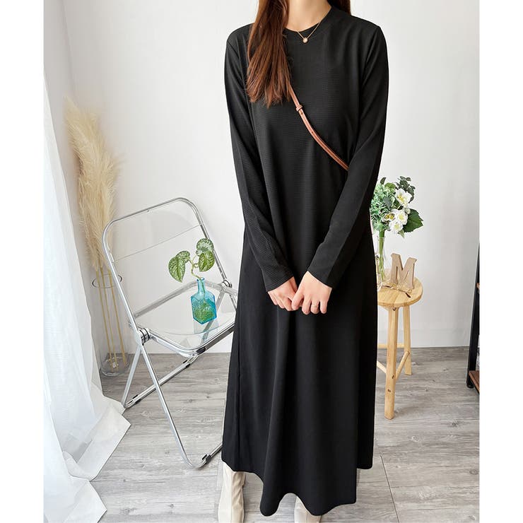 ワッフル風ロングワンピース レディース 長袖 | Amulet | 詳細画像11 