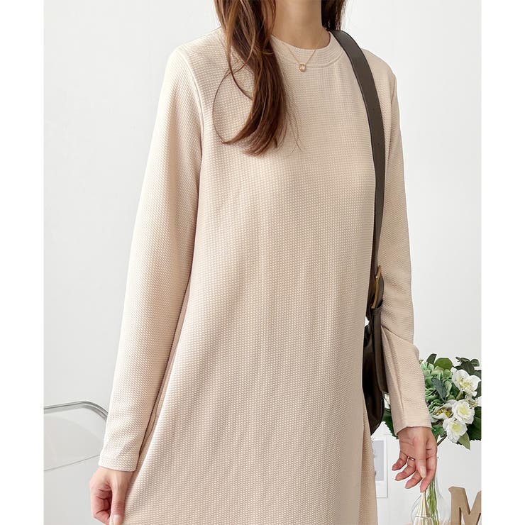 ワッフル風ロングワンピース レディース 長袖 | Amulet | 詳細画像18 