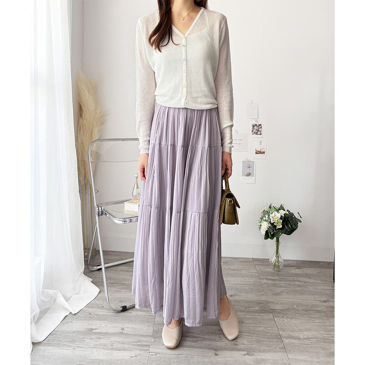 シフォン風プリーツロングスカート レディース ウエストゴム | Amulet | 詳細画像18 