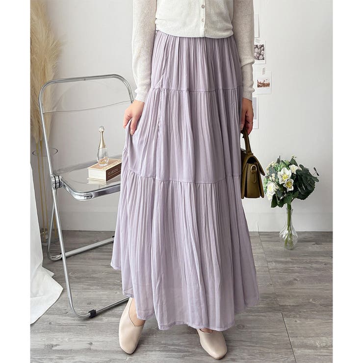 シフォン風プリーツロングスカート レディース ウエストゴム | Amulet | 詳細画像21 