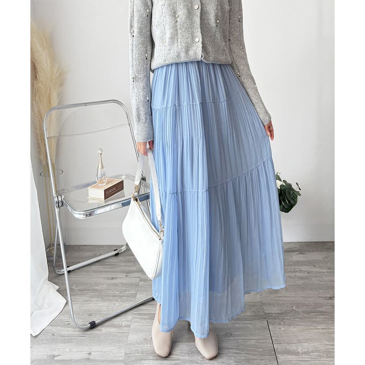 シフォン風プリーツロングスカート レディース ウエストゴム | Amulet | 詳細画像7 