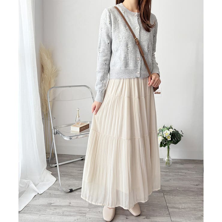 シフォン風プリーツロングスカート レディース ウエストゴム | Amulet | 詳細画像9 