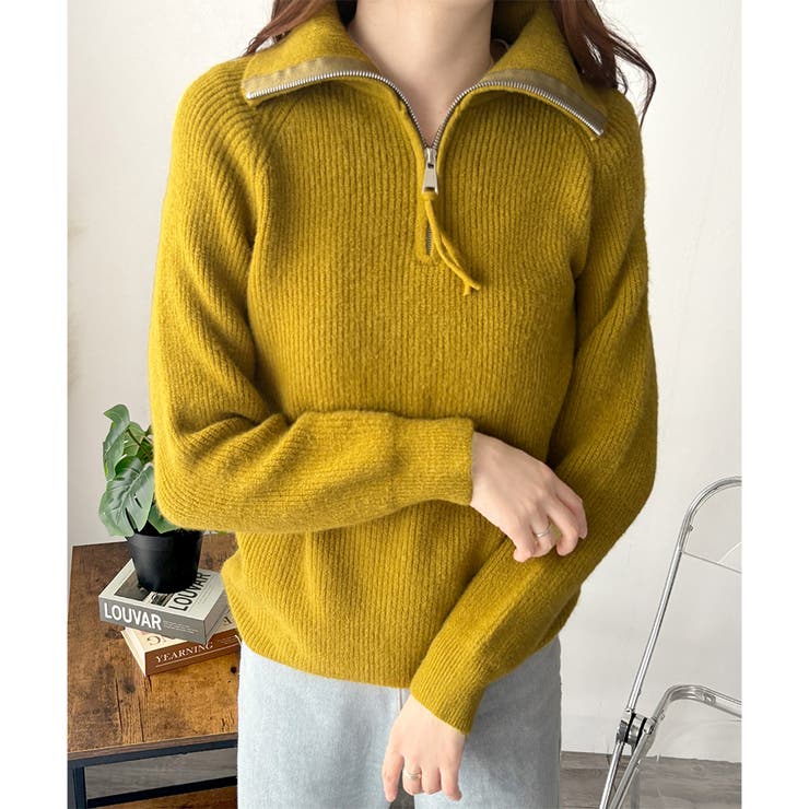 ハーフジップハイネックリブニットセーター レディース 秋冬 | Amulet | 詳細画像21 