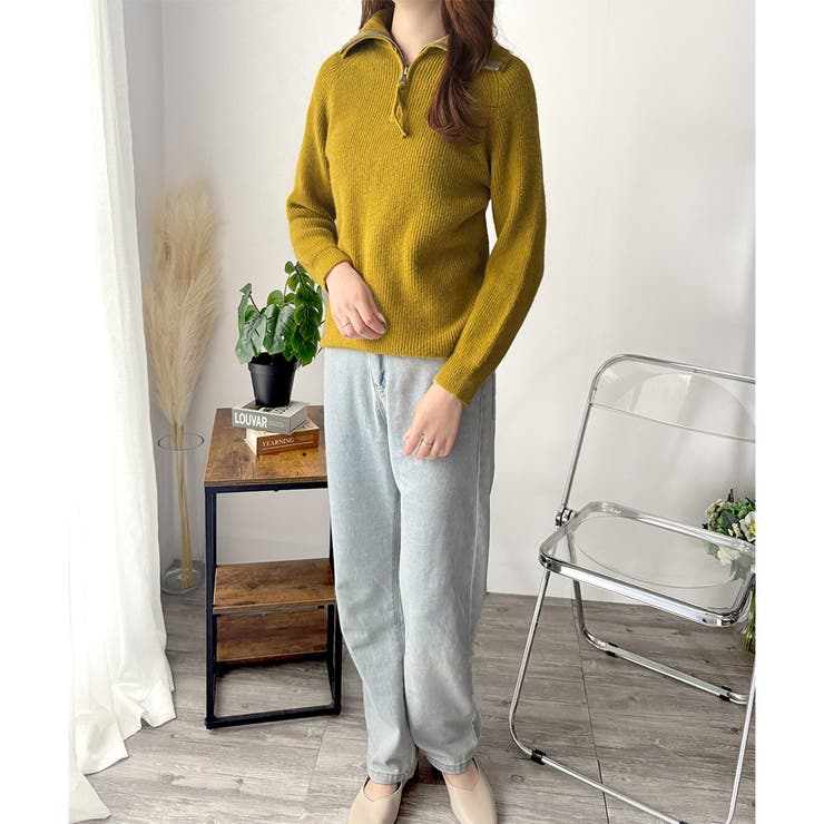 ハーフジップハイネックリブニットセーター レディース 秋冬 | Amulet | 詳細画像23 