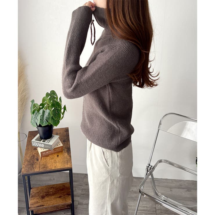 ハーフジップハイネックリブニットセーター レディース 秋冬 | Amulet | 詳細画像4 