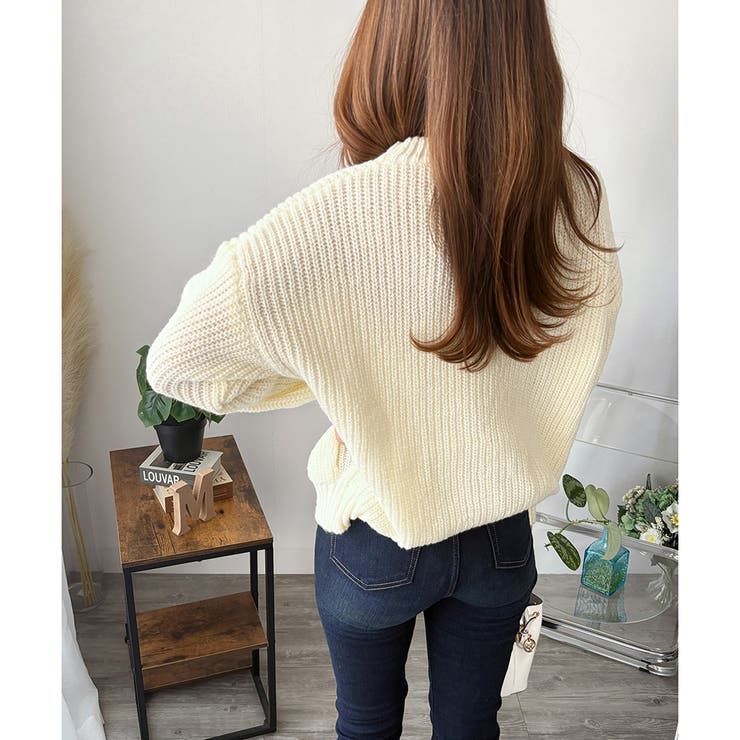 ざっくり編みVネックボタンニットカーディガン レディース 秋冬 | Amulet | 詳細画像12 