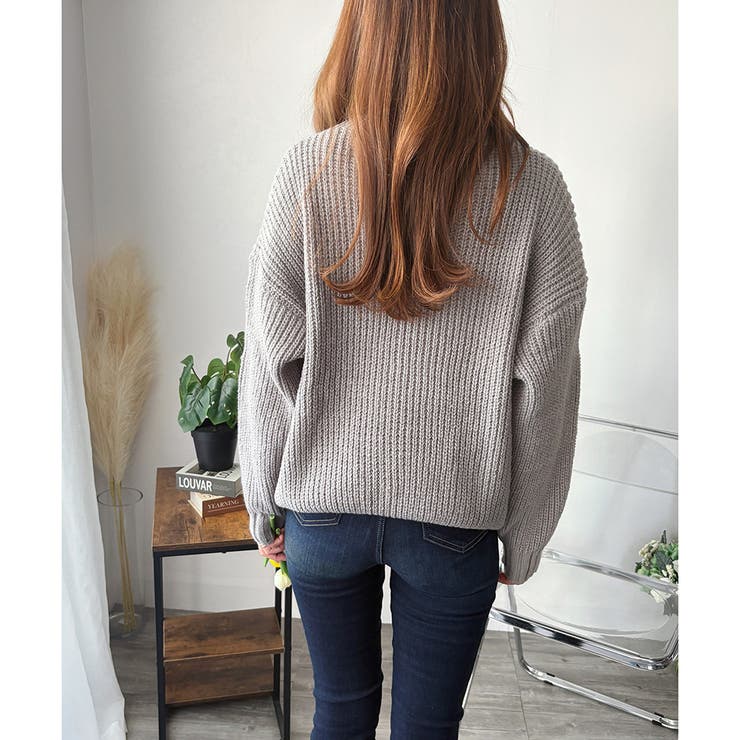 ざっくり編みVネックボタンニットカーディガン レディース 秋冬 | Amulet | 詳細画像16 